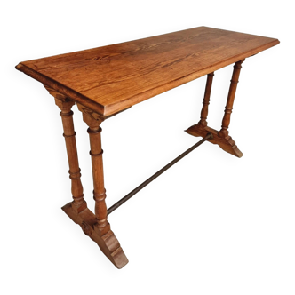 Table de bistro antique Table d'appoint en pin français 48 x 118 cm