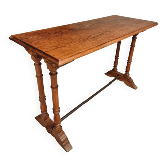 Antique bistro table French pine side table 48 x 118 cm