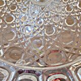 Molded glass compote bowl, geometric decoration