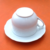 Cup and saucer for breakfast white porcelain limoges france floral decoration