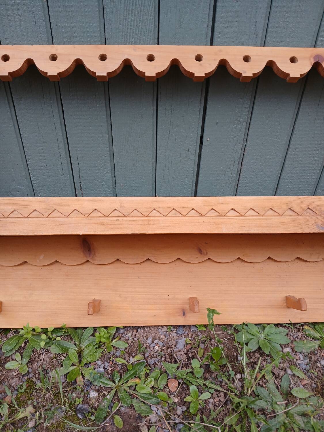Antique carved wooden wall shelf