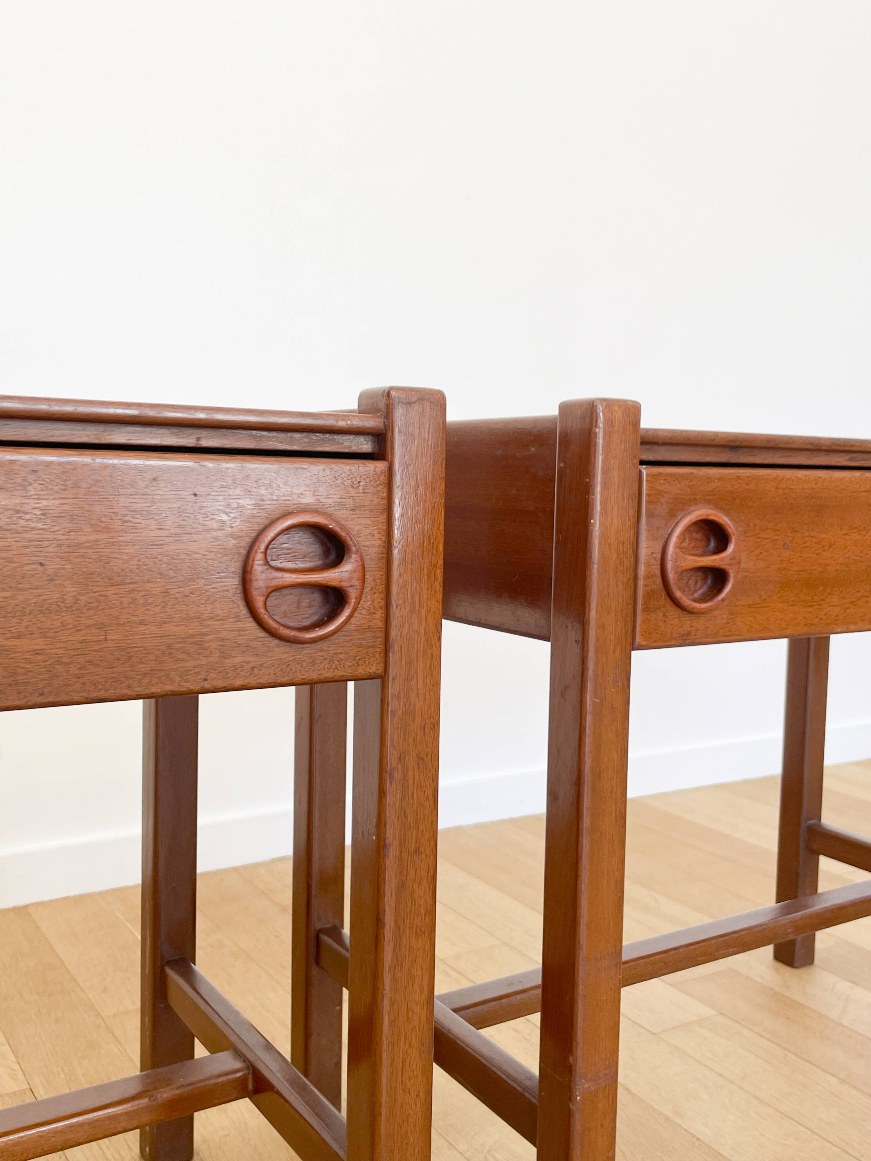 Pair of Scandinavian wooden bedside tables, 1960s