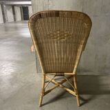 Rattan and wicker armchair from the 1970s.