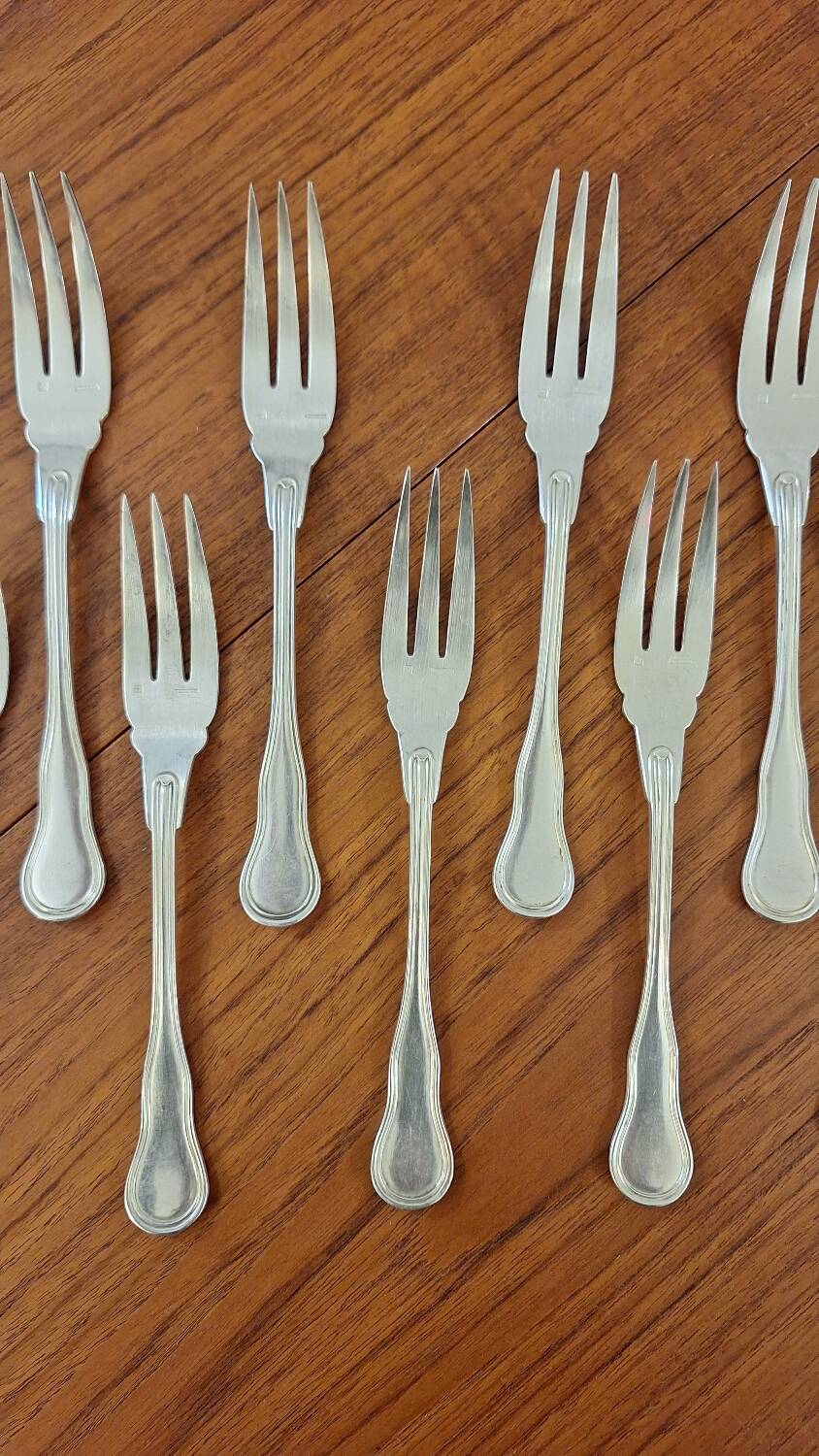 Set of Boulenger silver metal fish forks
