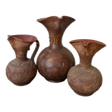 Set of carved terracotta pitchers