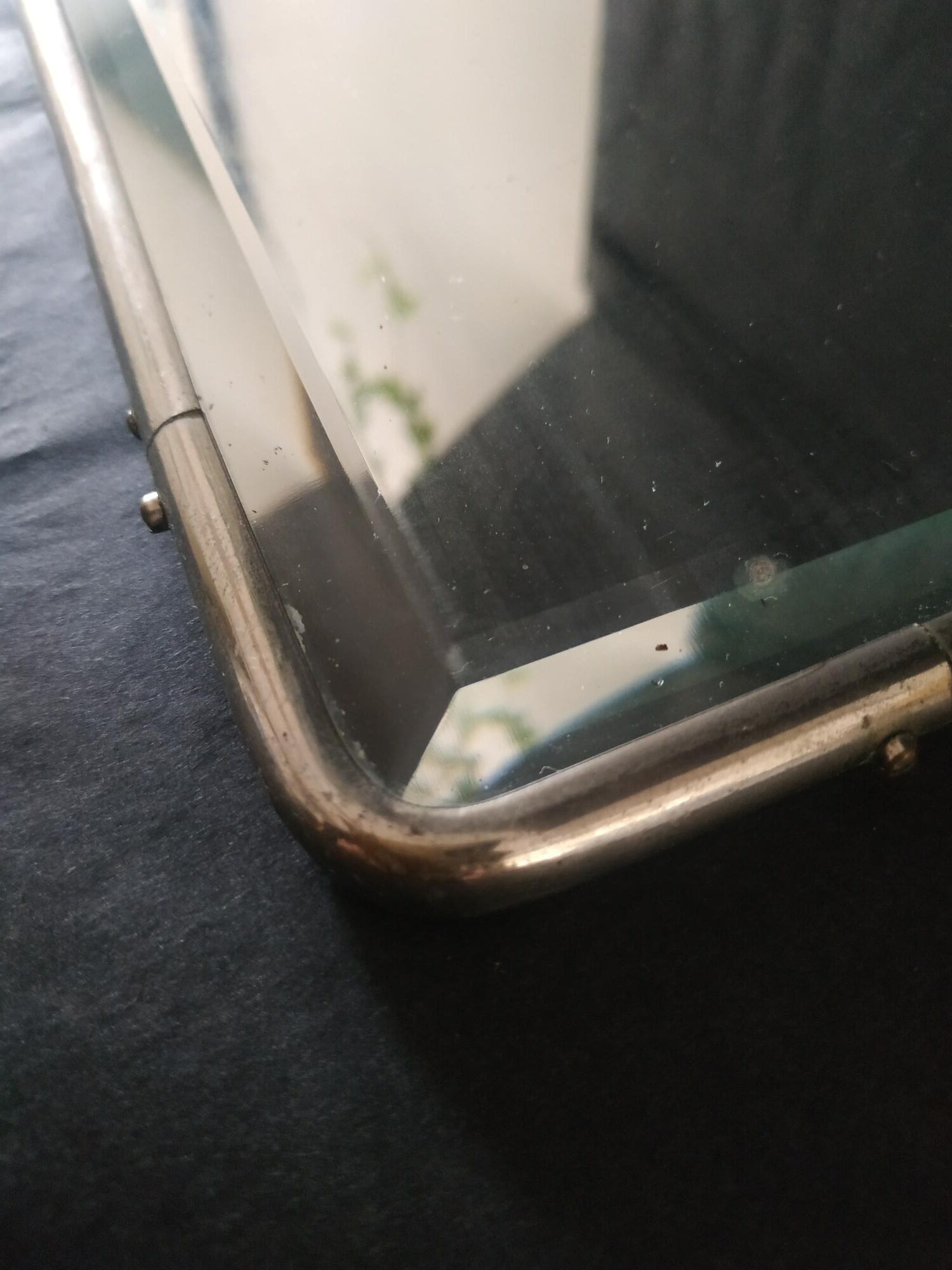 Antique beveled mirror atypical barber 1930 26x26cm