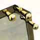 Vintage German brass & smoked mirror with architectural faceted top, 1980s.