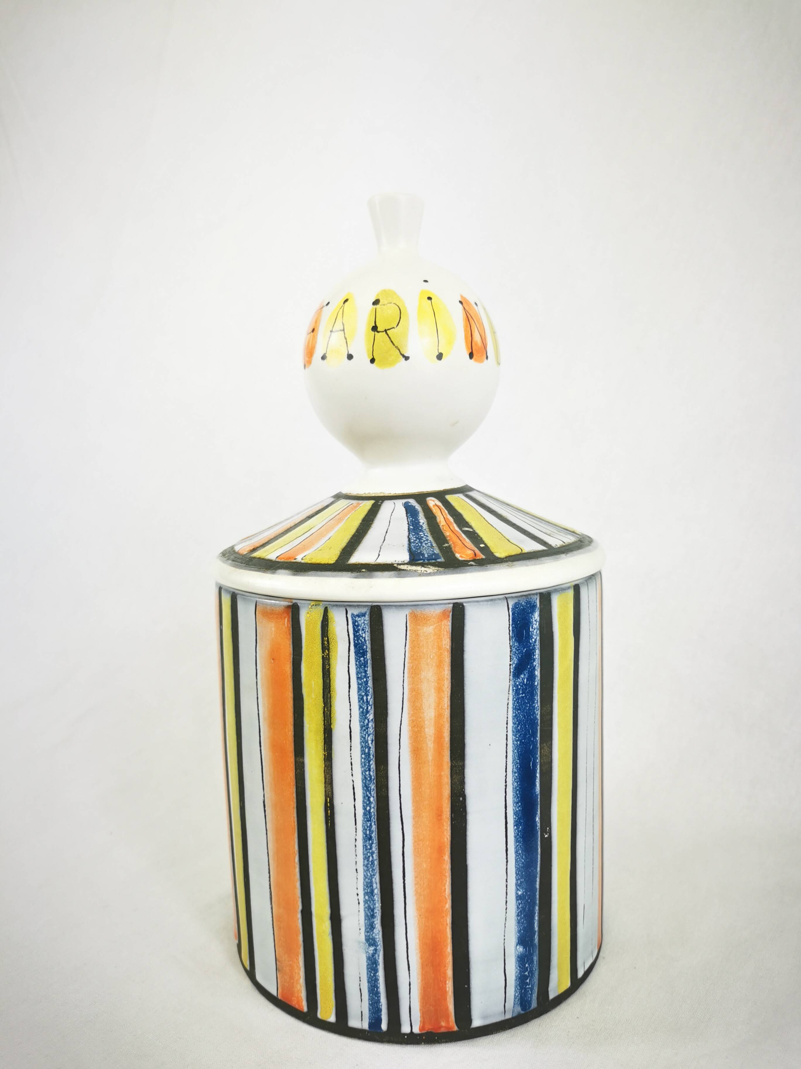 Ceramic Pot "flour" Signed Roger Capron Vallauris