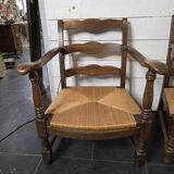 Pair of low beech armchairs