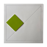 Screenprint - Composition 1 Green 3D Square - Gottfried Honegger - 2015