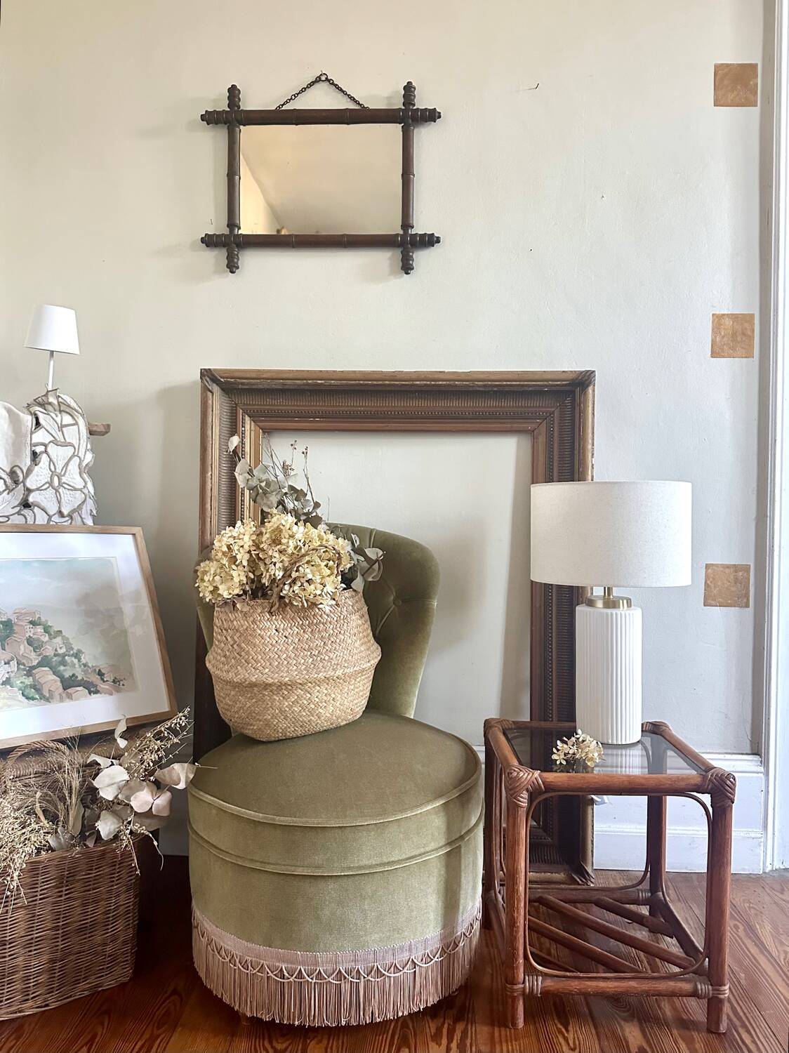 Bamboo and glass table