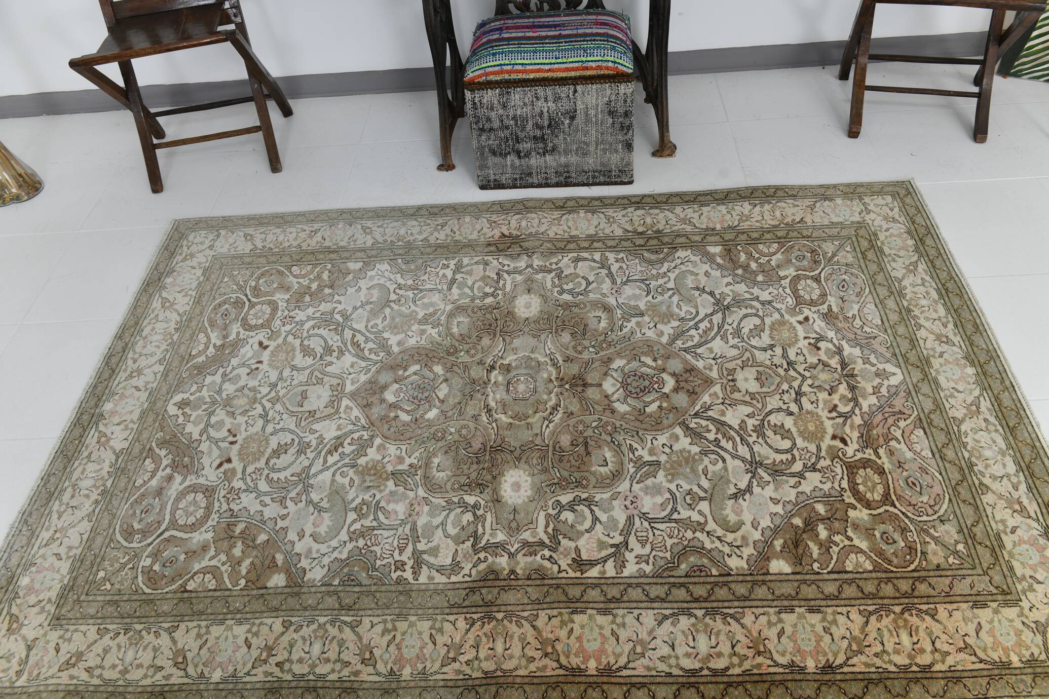 5x7 Brown & Cream Classic Vintage Rug, 150x217Cm SK23625