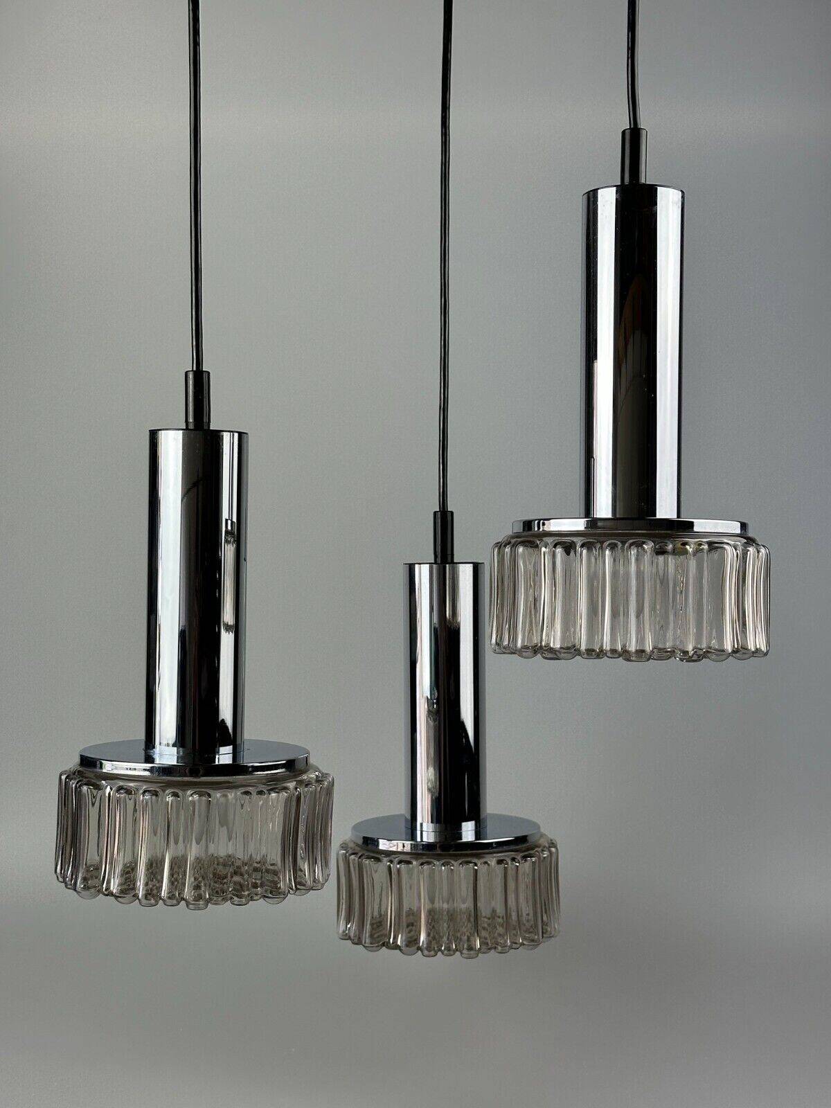 60s 70s 3-flame cascade lamp from Staff Leuchten Germany chrome glass