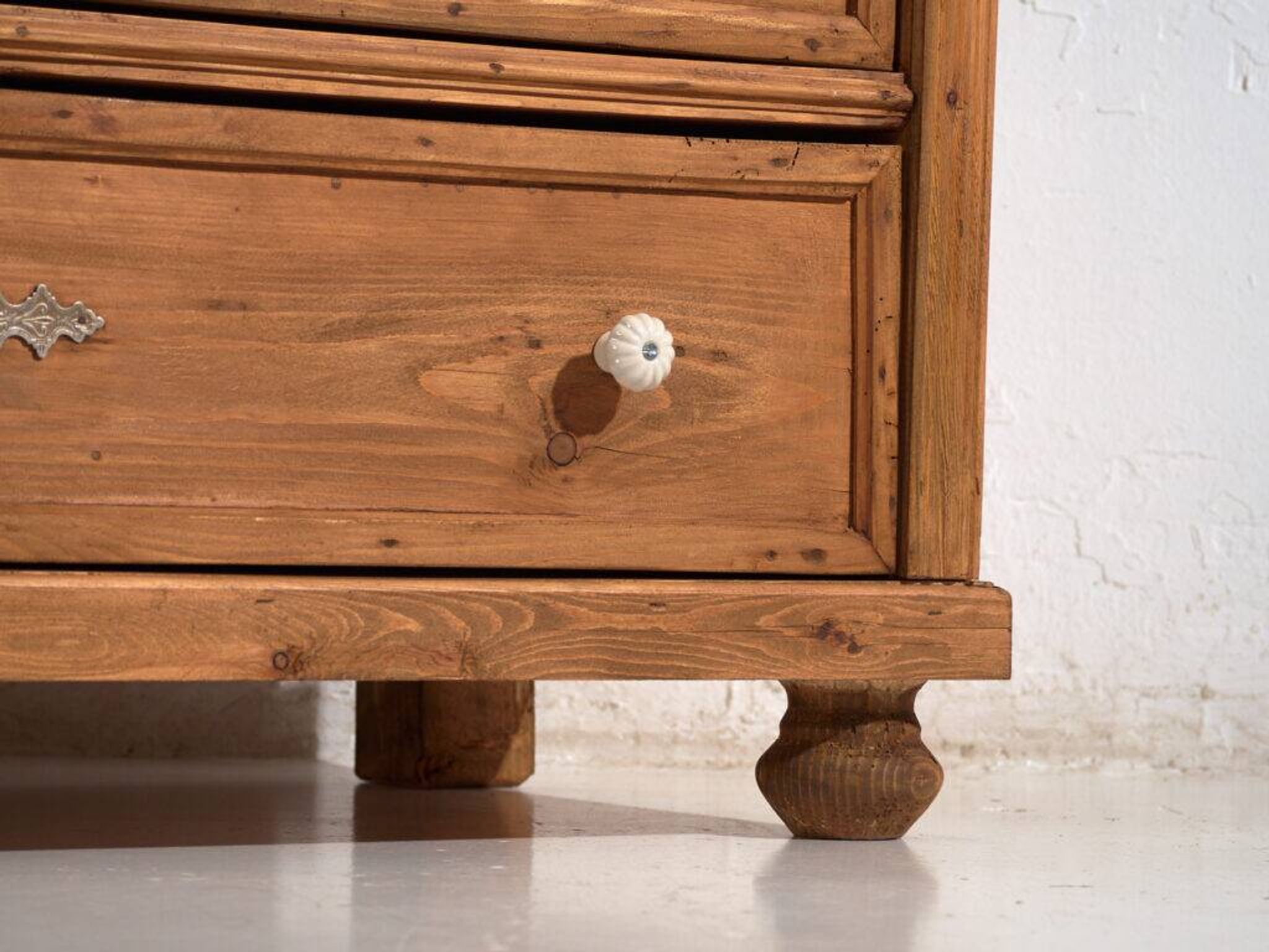 Antique solid pine chest of drawers – European rustic furniture – circa 1900