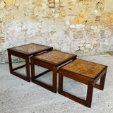 Pull-out tables in teak and ceramic, scandinavian, 60s