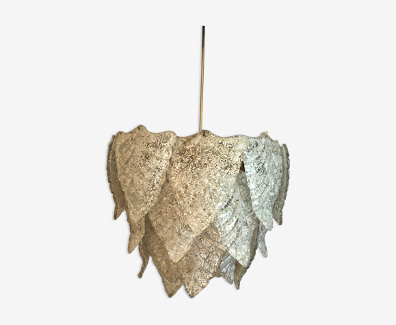 Lustre en verre « ice frost » Mazzega