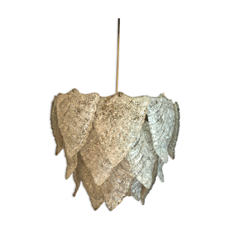 Mazzega glass chandelier "ice frost"