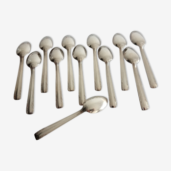 12 moka spoons in silver metal art deco