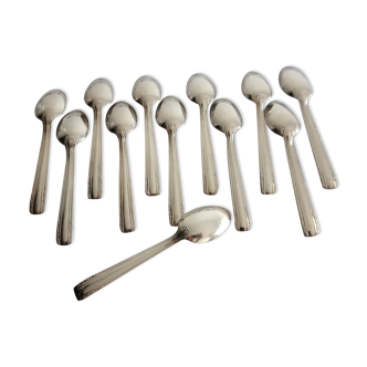 12 moka spoons in silver metal art deco