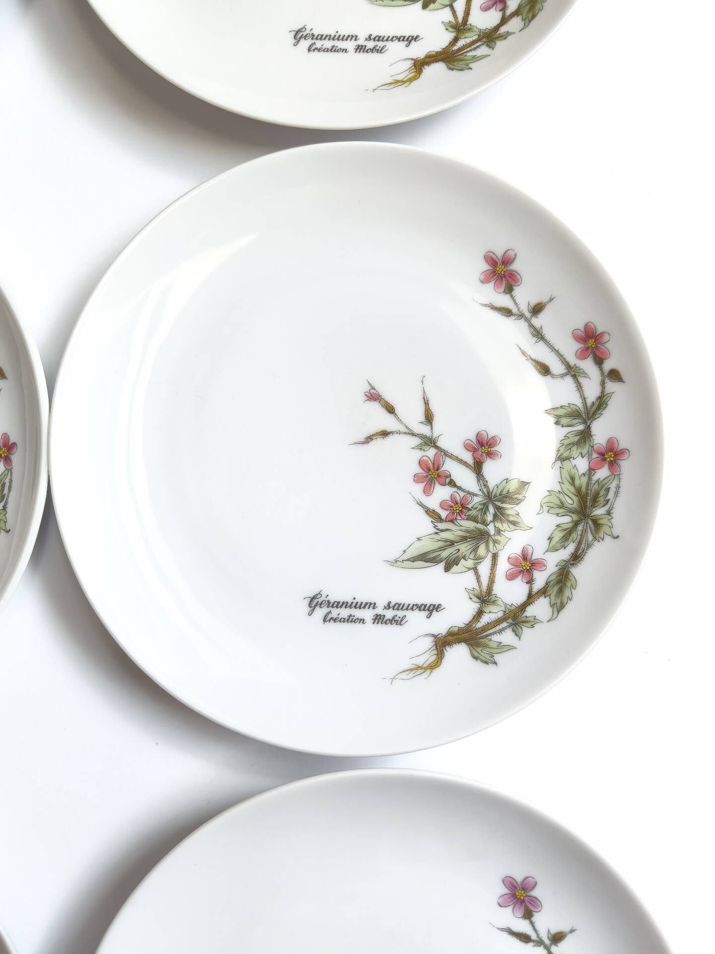 Lot de 6 assiettes à dessert de Bavière mobil décor fleurs roses