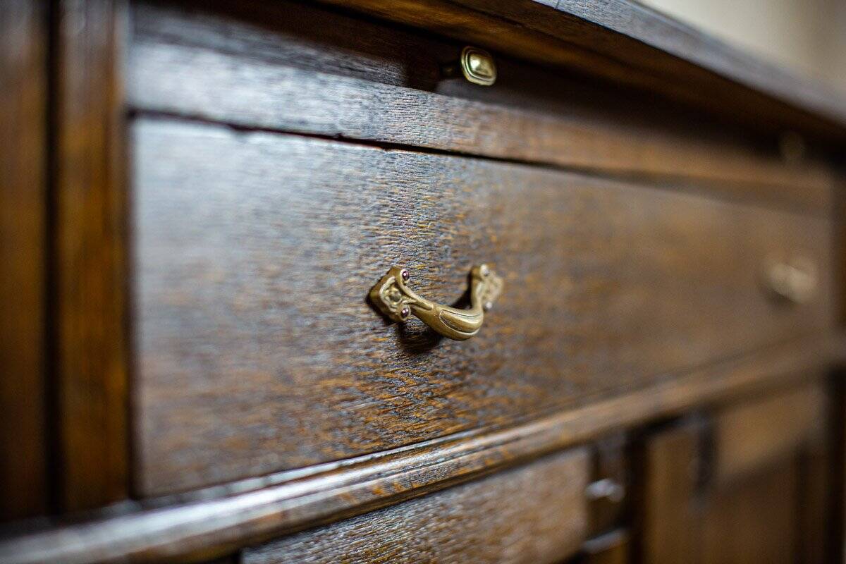 Large Oak Sideboard with Mirror, 1930s