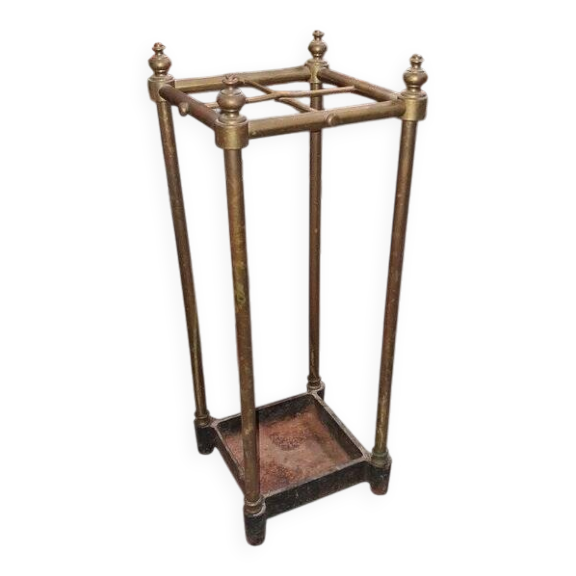 Brass and copper umbrella stands, early 20th century.