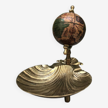 brass shell ashtray terrestrial globe