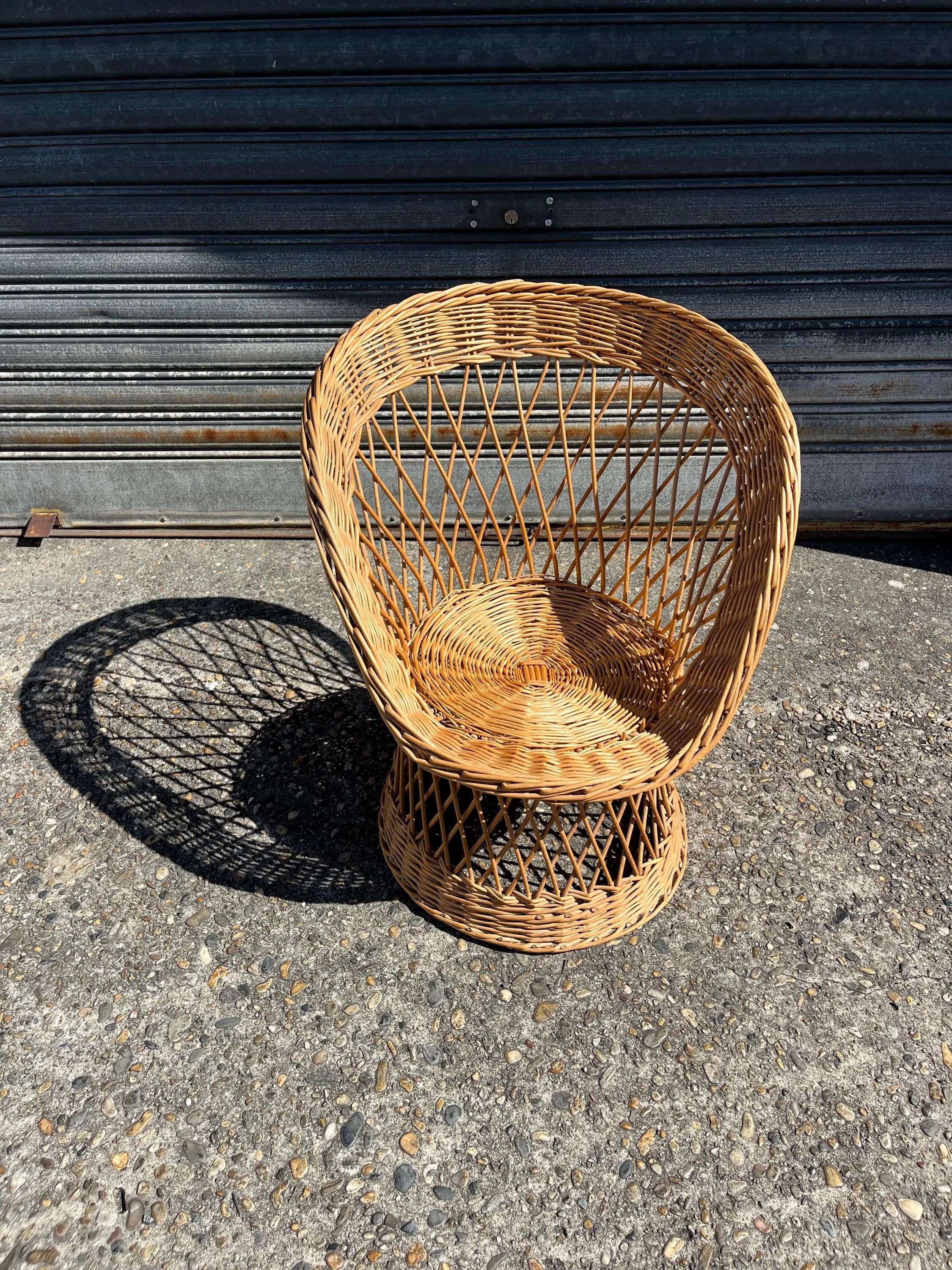 Vintage rattan and wicker armchair