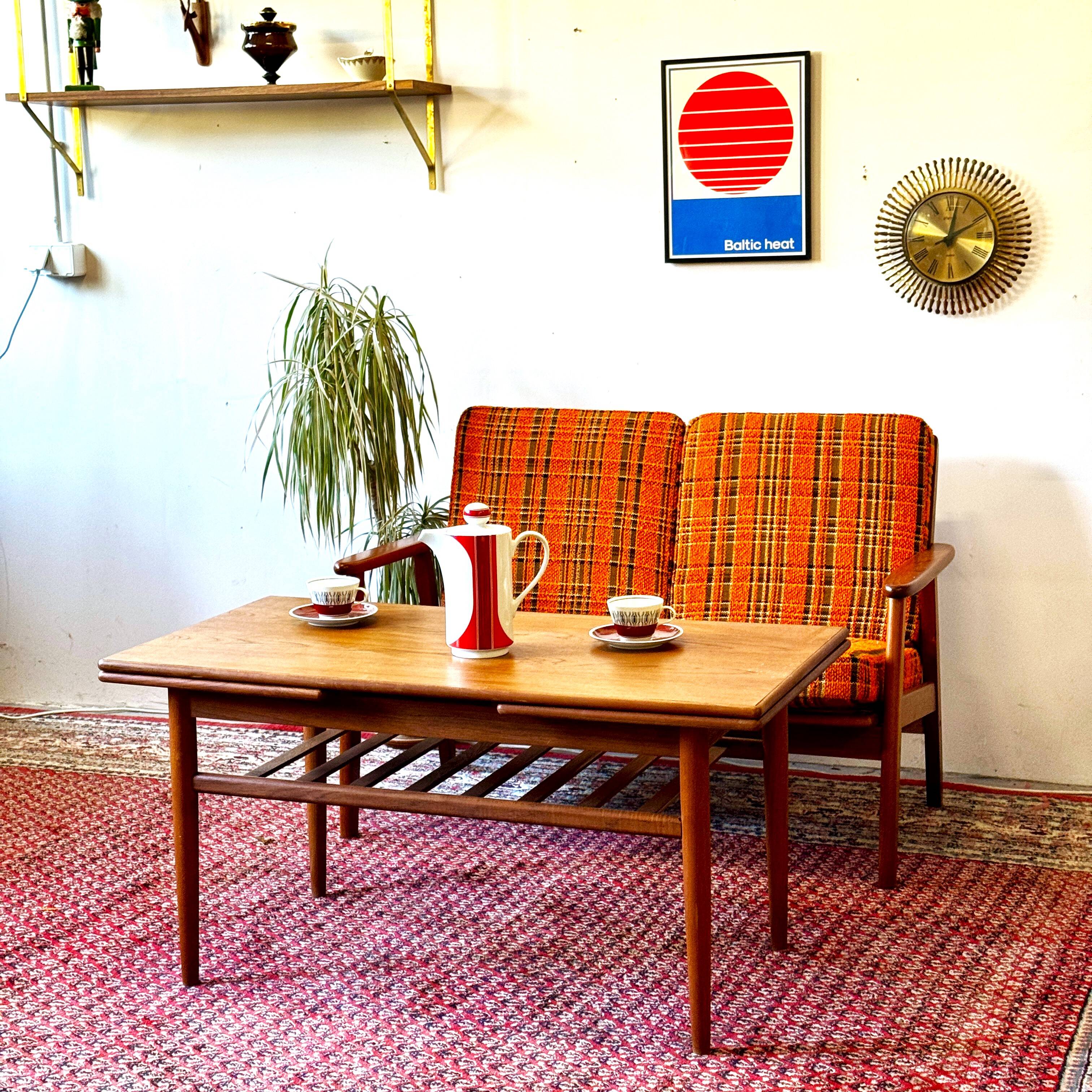 Teak and wool sofa, Denmark 60s/70s, vintage, mid-c modern