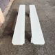 Pair of wooden benches painted white, French artisanal work.