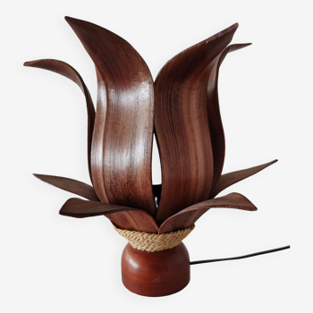 Lampe a poser-chevet Lotus coque de palmier