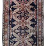 Handmade caucasian oriental wool runner rug blue traditional entranceway rug 140x300cm