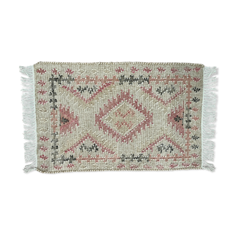 Hand-woven Kilim rug in traditional Indian cotton hemp