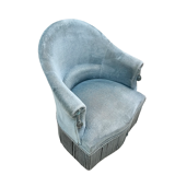 Toad armchair with vintage velvet blue fringe
