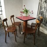 Set of 4 wooden bistro chairs stamped Baumann