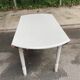 Louis Philippe round dining table with folding shutters repainted in beige grey
