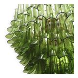 Green Murano Glass Petal Chandelier with Gold-Toned Support, Italy