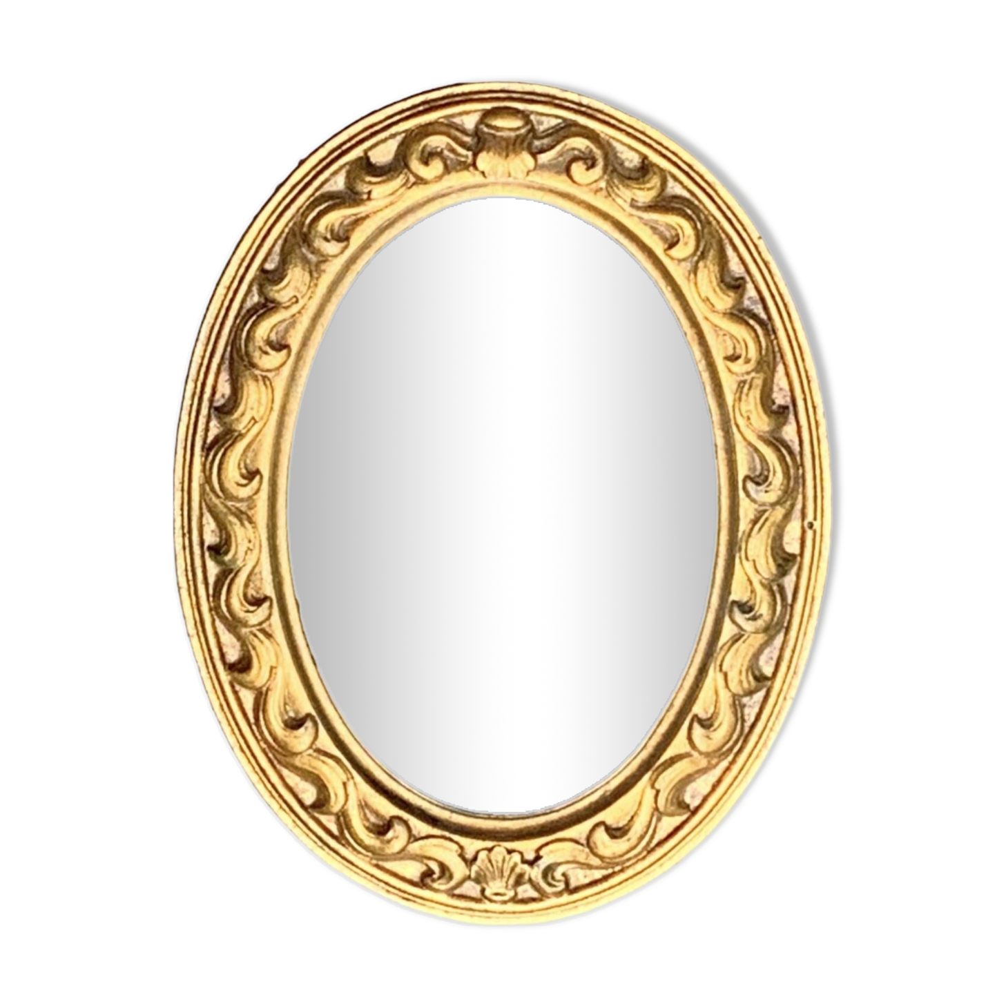 Small vintage wall mirror in gold resin