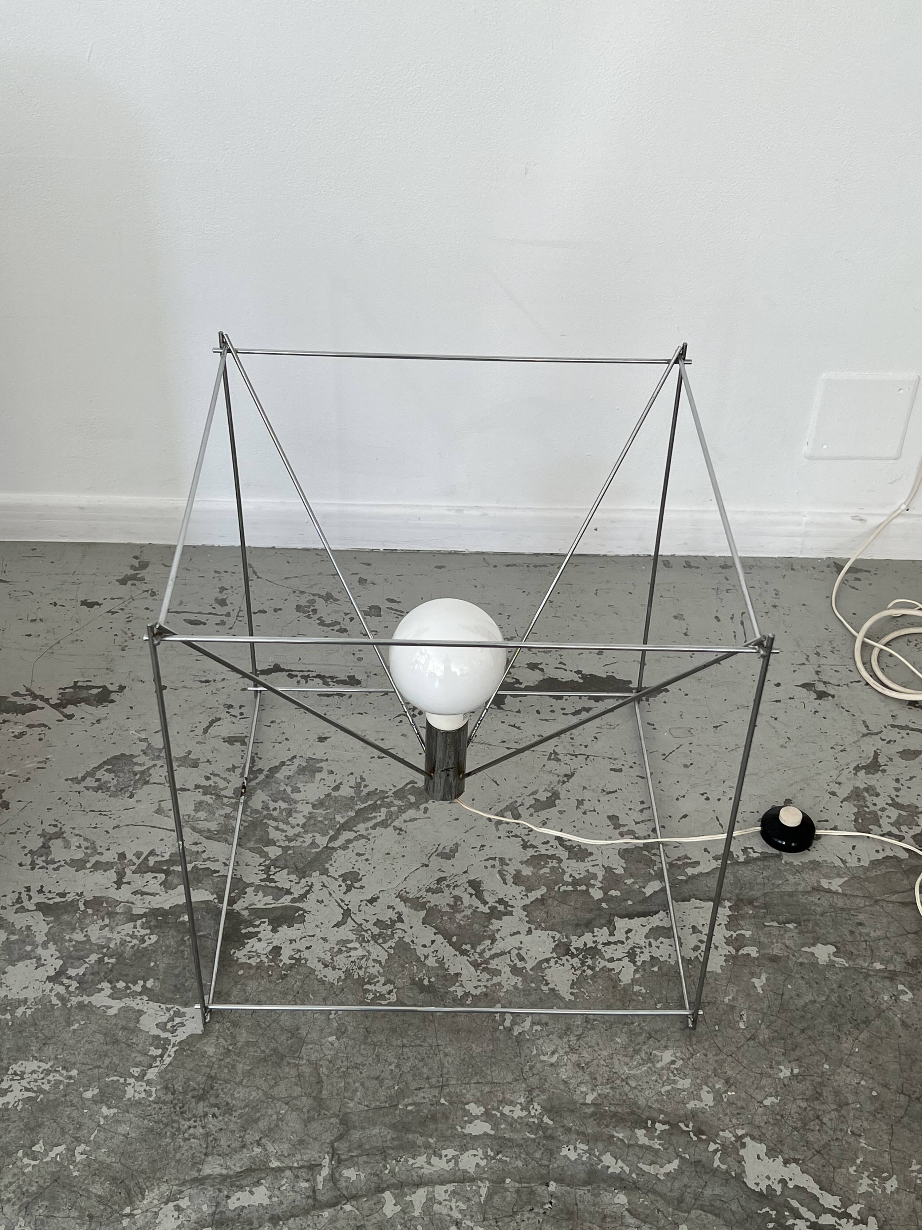 Side table in chromed metal and glass 70s