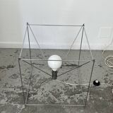 Side table in chromed metal and glass 70s