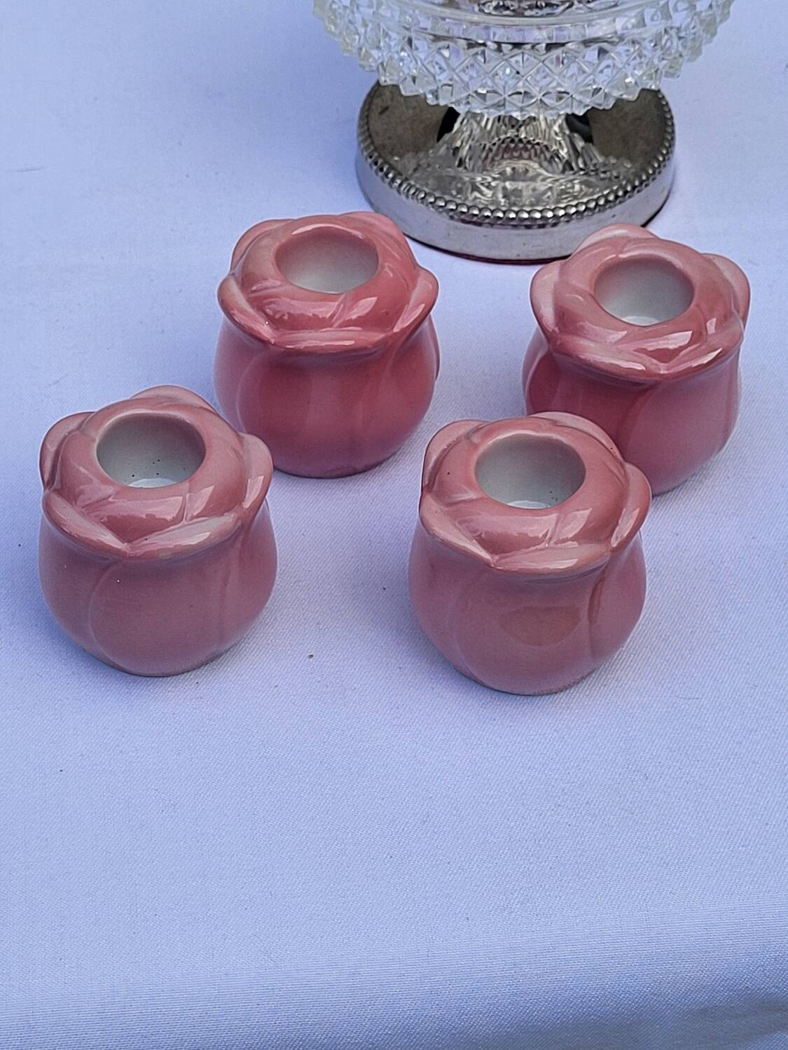 Pink flower candle holder