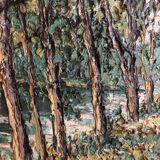 Oil on canvas House by the water