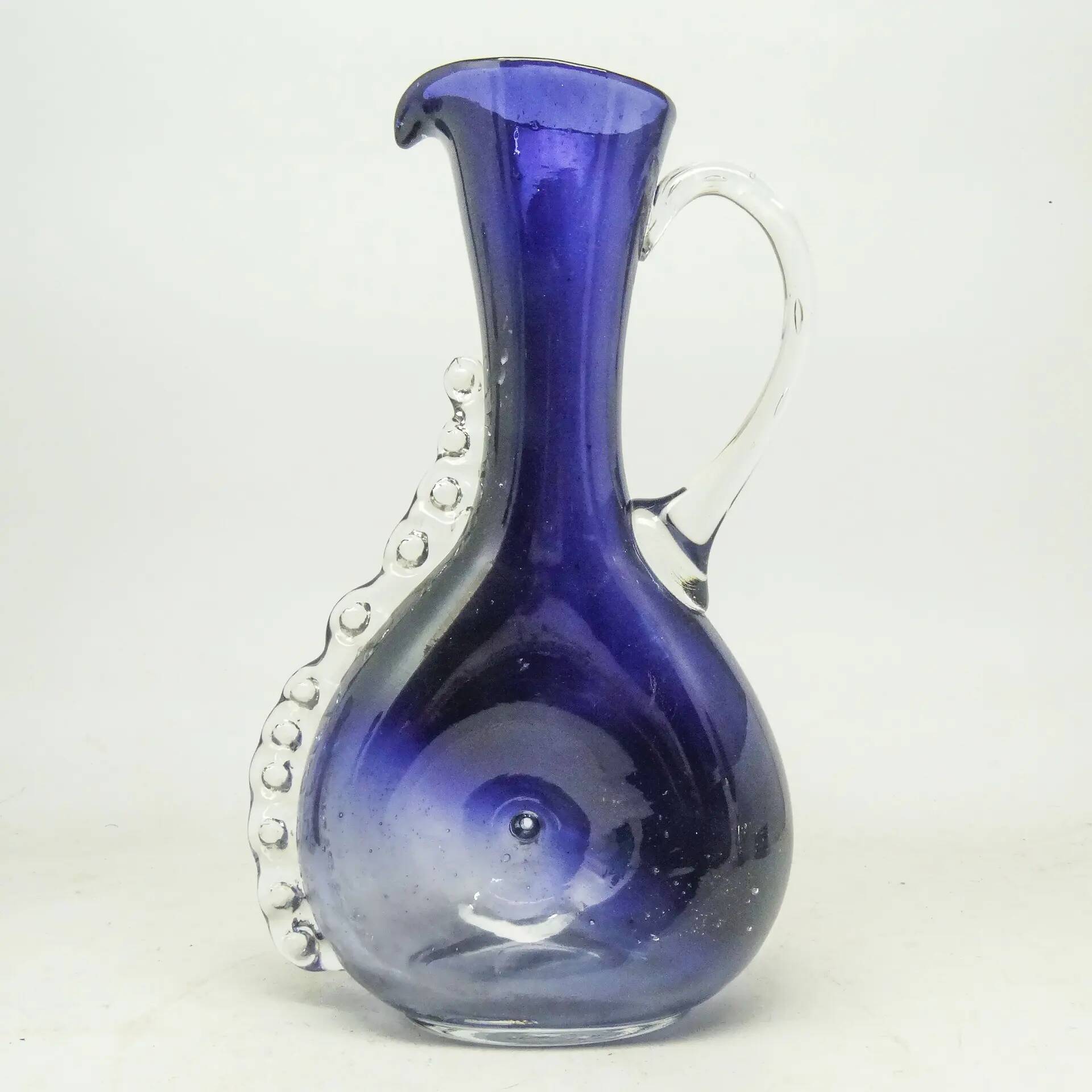 Mid-century modern jug, cobalt double-layered glass, designed by K. Gorski, Poland, 1970s