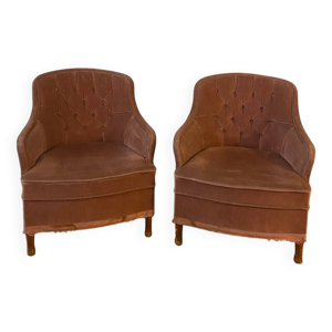 Lot de deux fauteuils - crapaud