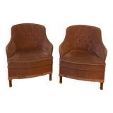 Lot de deux fauteuils crapaud