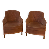 Lot de deux fauteuils crapaud