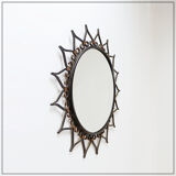 Wall mirror sun in wrought iron with heart pattern - 1960s
