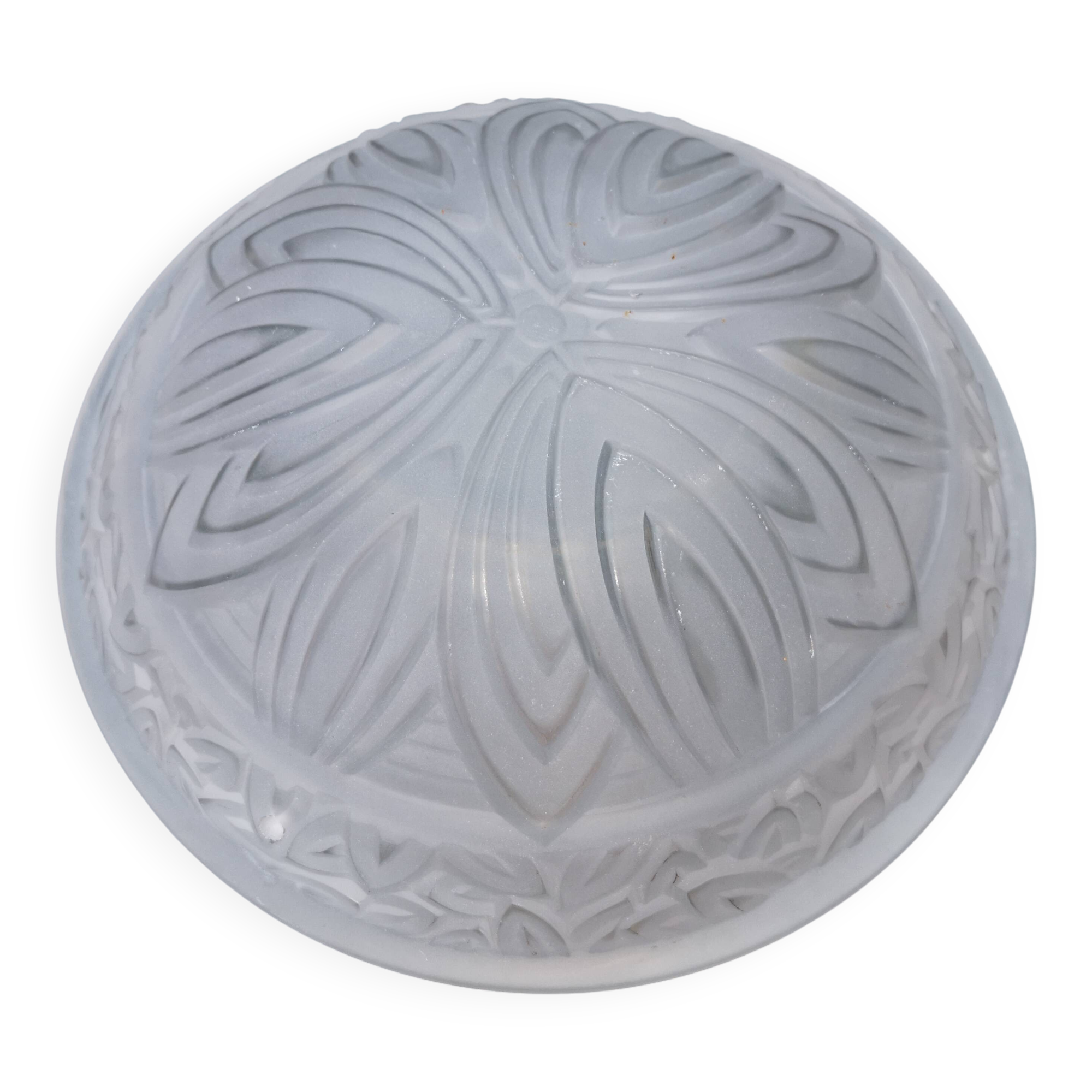 Authentic Vintage Art Deco Molded Glass Ceiling Light - France 1930