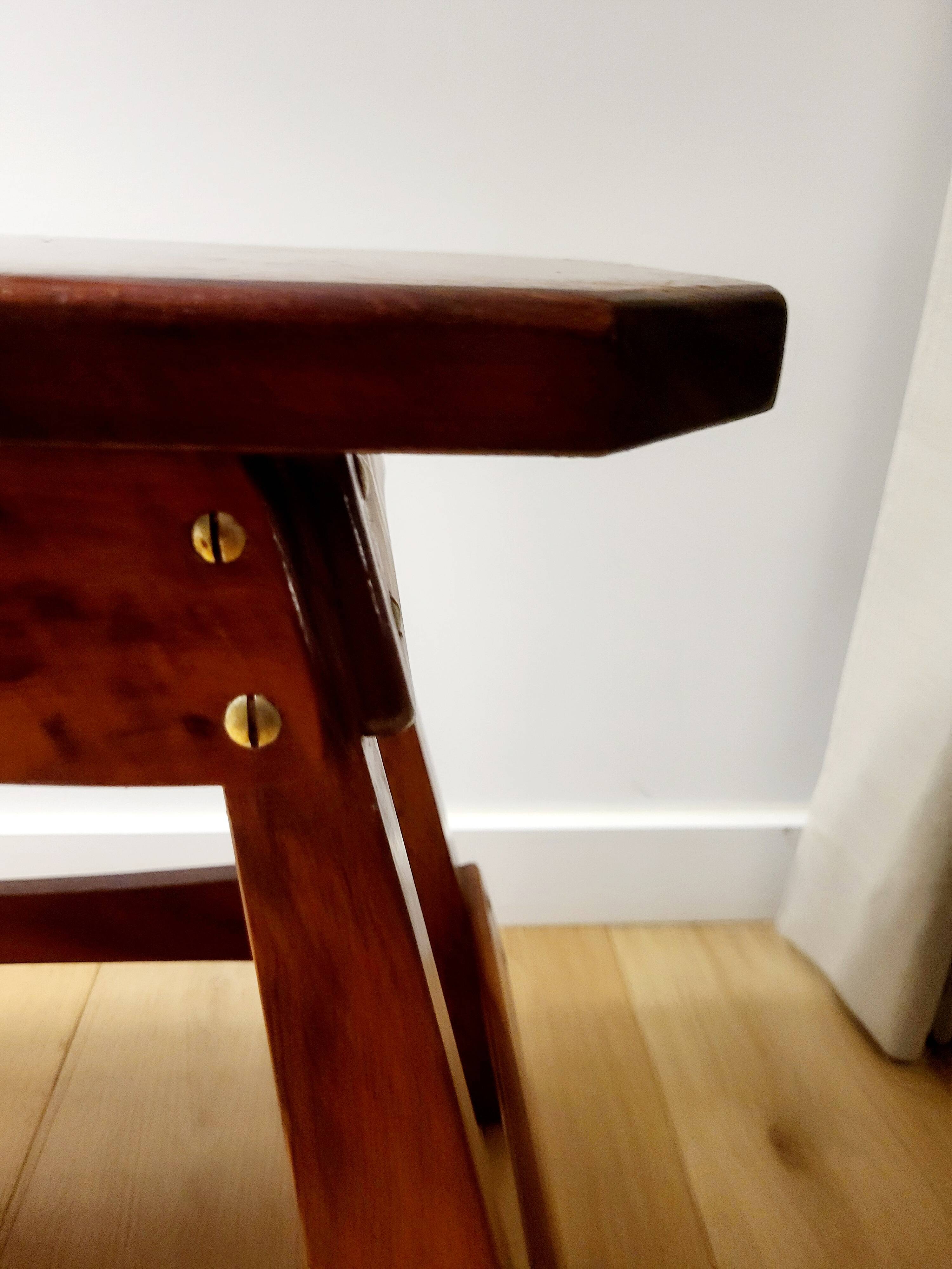 Vintage houten authentiquek zitbankje, 70 cm