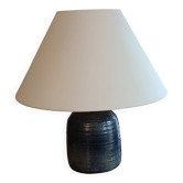 lampe céramique vernissée bleue signée Ferrières 1970